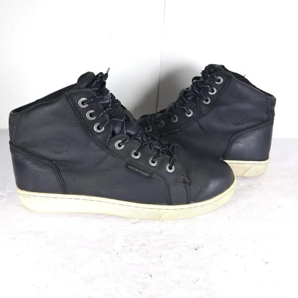 Harley Davidson Men's Midland US9M Black Leather Waterproof Laceup Ankle Boots